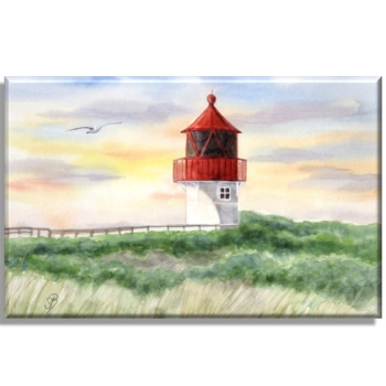 Leinwand 40 x 30 cm Keilrahmen Canvas-Leinen Aquarell Maritim Kunst Druck Kunstdruck Nordsee Amrum  Seezeichen  Quermarkenfeuer Sonnenuntergang - Amrum4